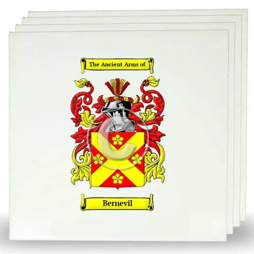 Bernevil Set of Four Large Tiles with Coat of Arms
