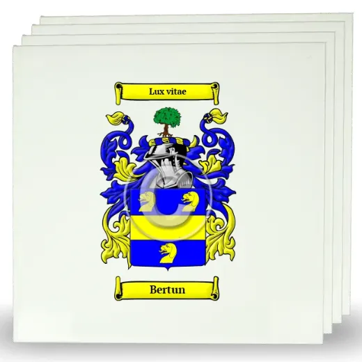 Bertun Set of Four Large Tiles with Coat of Arms
