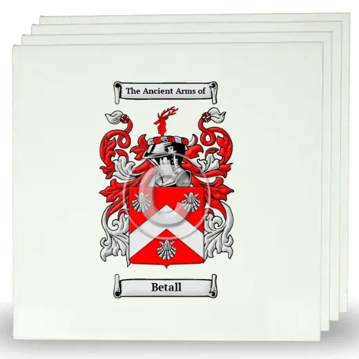 Betall Set of Four Large Tiles with Coat of Arms