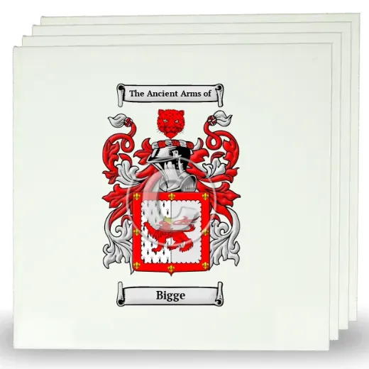 Bigge Set of Four Large Tiles with Coat of Arms