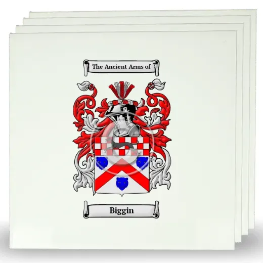 Biggin Set of Four Large Tiles with Coat of Arms