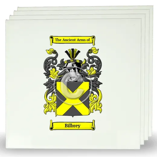 Bilbrey Set of Four Large Tiles with Coat of Arms
