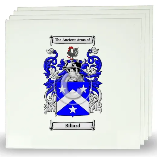 Biliard Set of Four Large Tiles with Coat of Arms