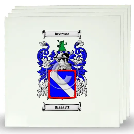 Bissartt Set of Four Large Tiles with Coat of Arms