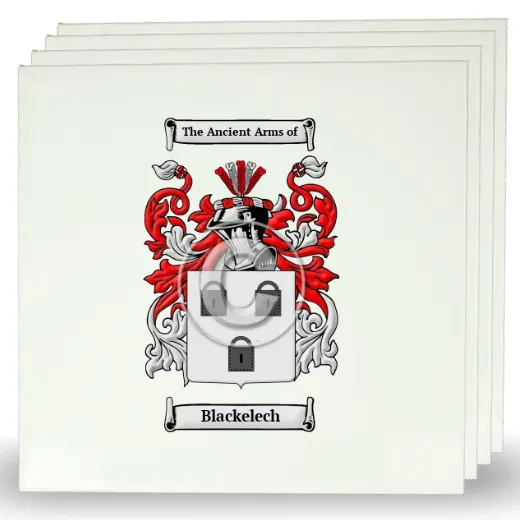Blackelech Set of Four Large Tiles with Coat of Arms