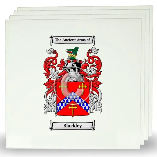 Blackley Set of Four Large Tiles with Coat of Arms