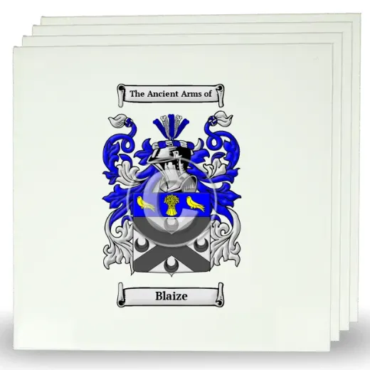 Blaize Set of Four Large Tiles with Coat of Arms