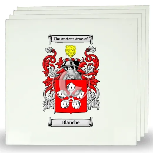 Blanche Set of Four Large Tiles with Coat of Arms