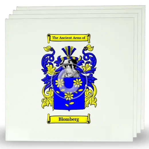 Blomberg Set of Four Large Tiles with Coat of Arms