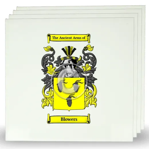 Blowers Set of Four Large Tiles with Coat of Arms