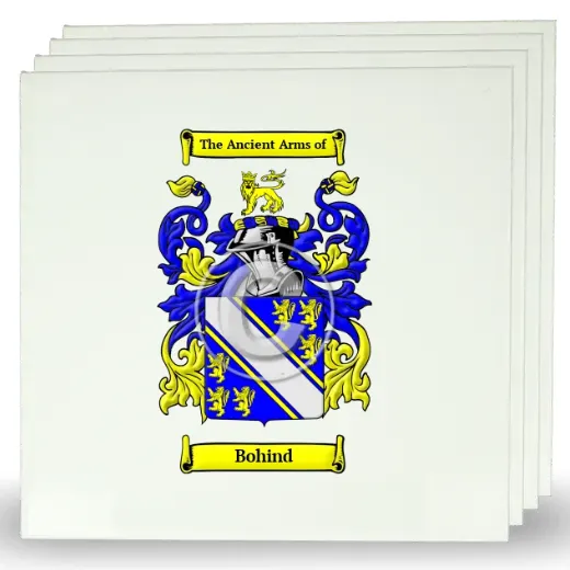 Bohind Set of Four Large Tiles with Coat of Arms