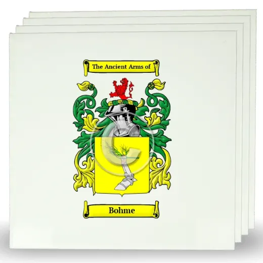 Bohme Set of Four Large Tiles with Coat of Arms