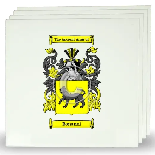 Bonanni Set of Four Large Tiles with Coat of Arms