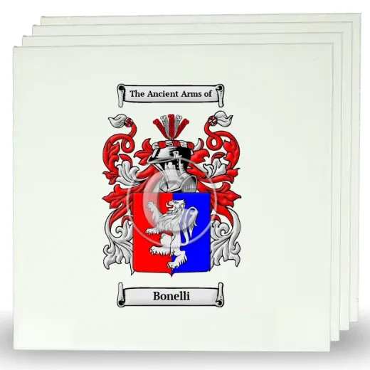 Bonelli Set of Four Large Tiles with Coat of Arms