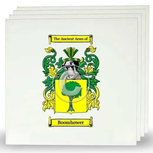 Boomhower Set of Four Large Tiles with Coat of Arms