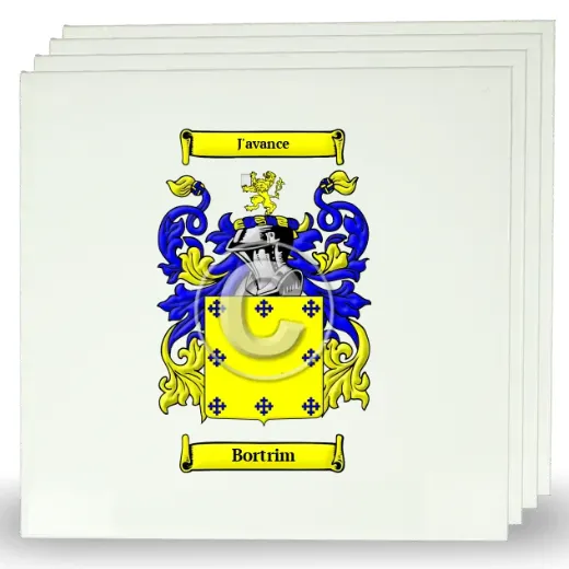 Bortrim Set of Four Large Tiles with Coat of Arms