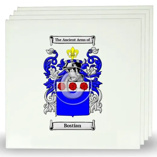 Bostian Set of Four Large Tiles with Coat of Arms