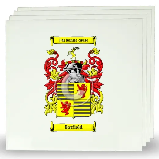Botfield Set of Four Large Tiles with Coat of Arms