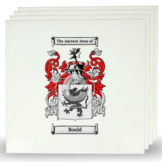 Bould Set of Four Large Tiles with Coat of Arms