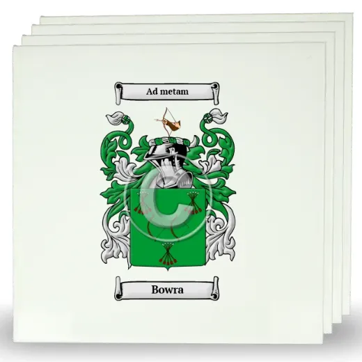 Bowra Set of Four Large Tiles with Coat of Arms