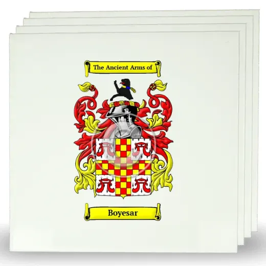 Boyesar Set of Four Large Tiles with Coat of Arms