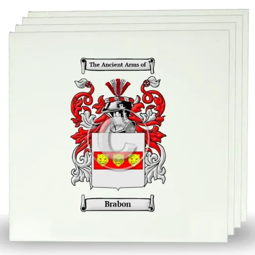 Brabon Set of Four Large Tiles with Coat of Arms