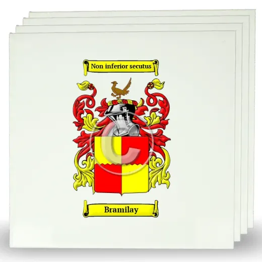 Bramilay Set of Four Large Tiles with Coat of Arms