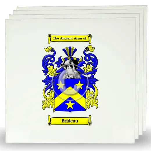 Brideau Set of Four Large Tiles with Coat of Arms