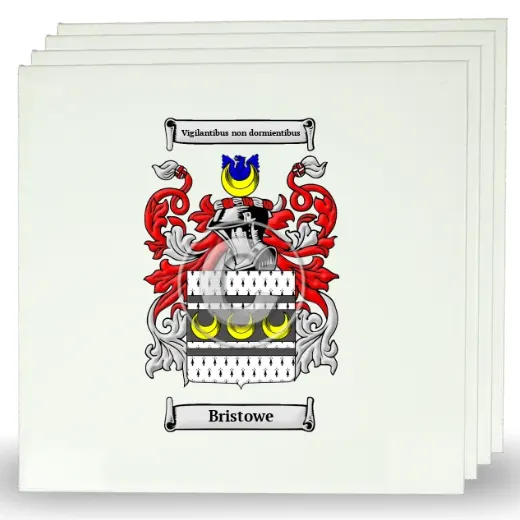 Bristowe Set of Four Large Tiles with Coat of Arms