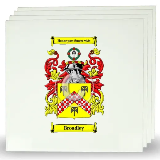 Broadley Set of Four Large Tiles with Coat of Arms