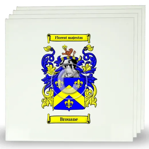 Brouane Set of Four Large Tiles with Coat of Arms