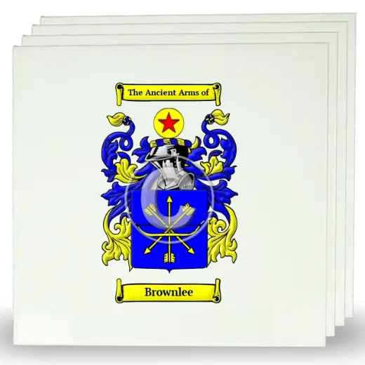 Brownlee Set of Four Large Tiles with Coat of Arms