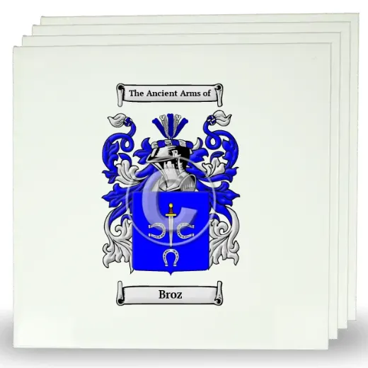 Broz Set of Four Large Tiles with Coat of Arms