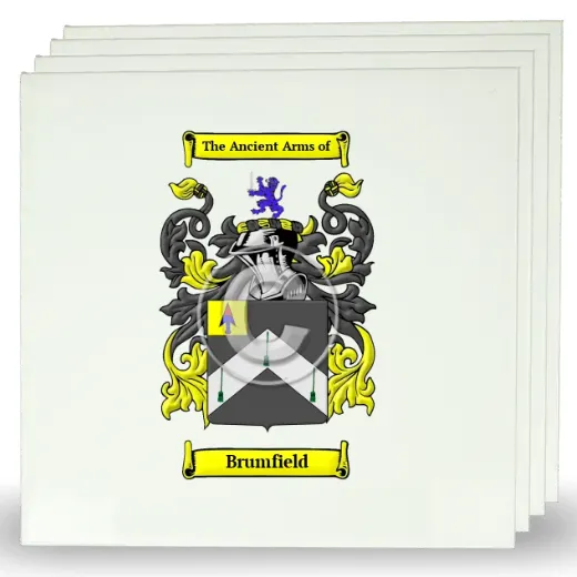 Brumfield Set of Four Large Tiles with Coat of Arms