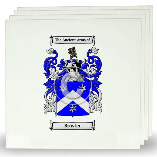 Bruster Set of Four Large Tiles with Coat of Arms