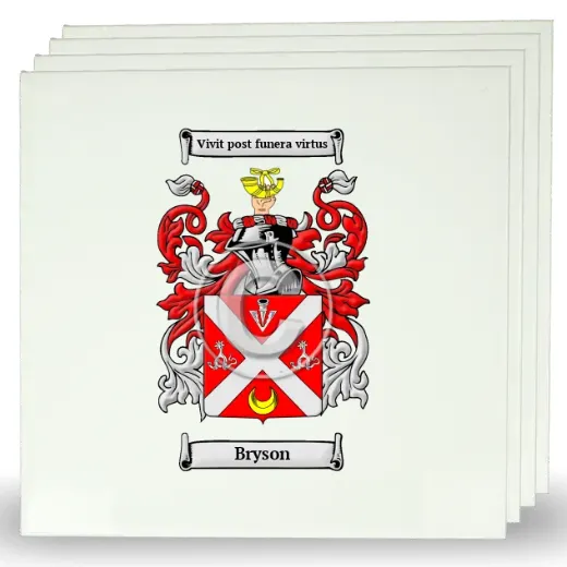Bryson Set of Four Large Tiles with Coat of Arms