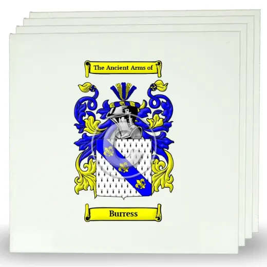 Burress Set of Four Large Tiles with Coat of Arms