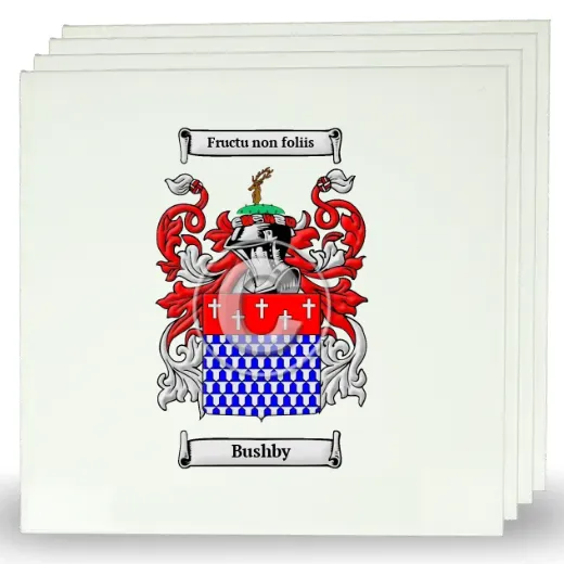 Bushby Set of Four Large Tiles with Coat of Arms