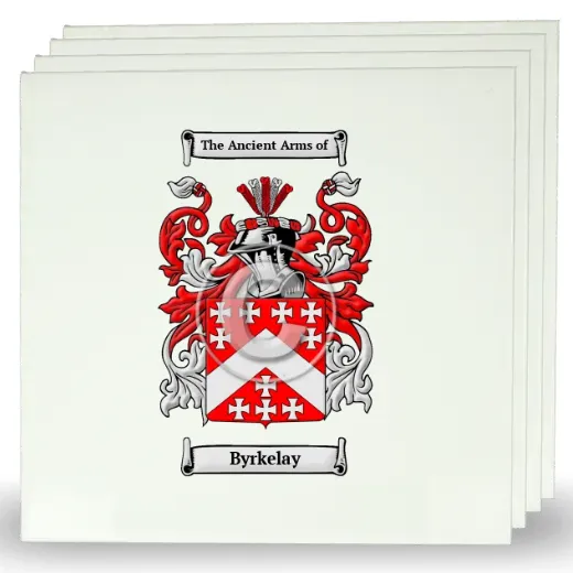 Byrkelay Set of Four Large Tiles with Coat of Arms