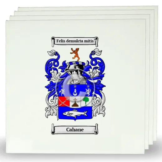 Cahane Set of Four Large Tiles with Coat of Arms