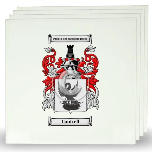 Cantrell Set of Four Large Tiles with Coat of Arms