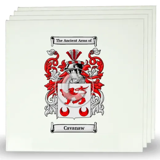 Cavanaw Set of Four Large Tiles with Coat of Arms