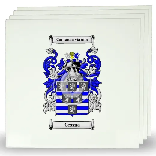 Cessna Set of Four Large Tiles with Coat of Arms