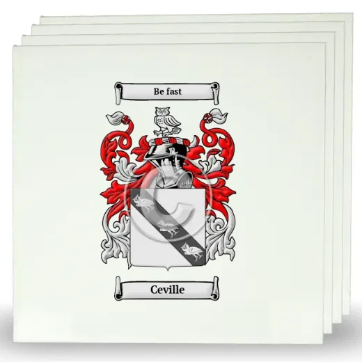 Ceville Set of Four Large Tiles with Coat of Arms