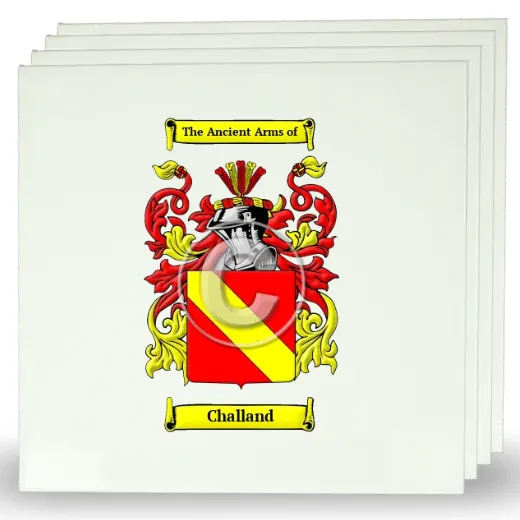 Challand Set of Four Large Tiles with Coat of Arms