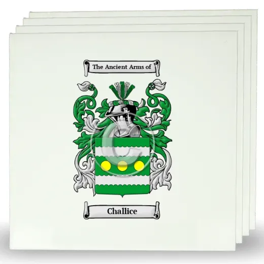 Challice Set of Four Large Tiles with Coat of Arms