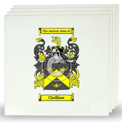 Challinor Set of Four Large Tiles with Coat of Arms