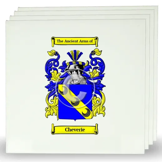 Cheverie Set of Four Large Tiles with Coat of Arms