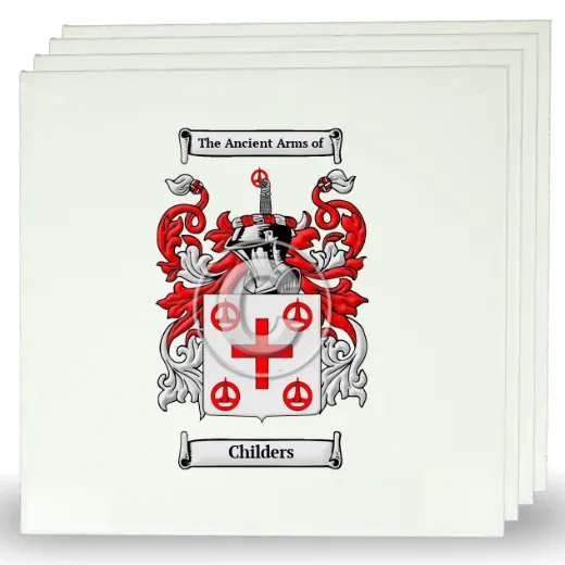 Childers Set of Four Large Tiles with Coat of Arms