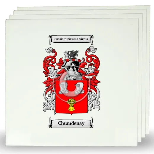 Chumdenay Set of Four Large Tiles with Coat of Arms
